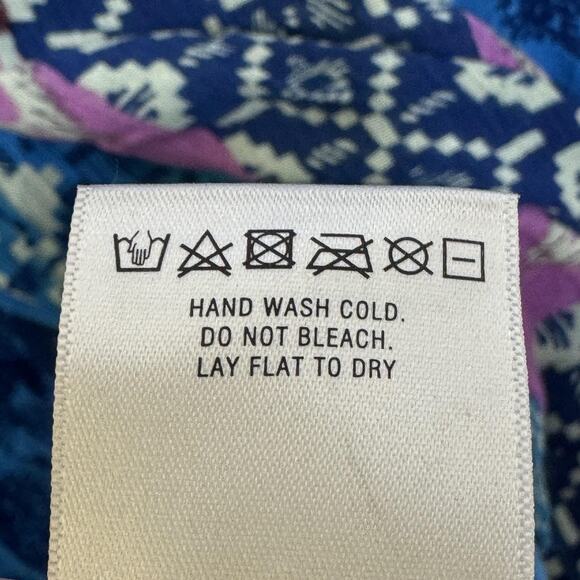 Holding Horses Shift Dress Womens XSP Blue Boho Patchwork Tie Back Anthropologie - Picture 7 of 10